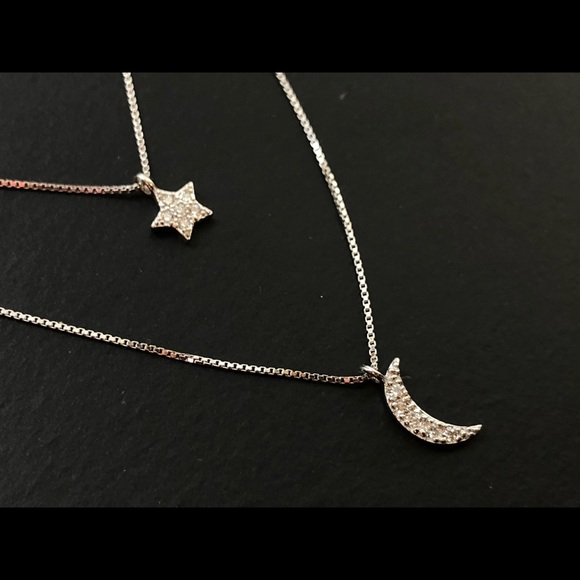 🆕 Star and Moon Sterling Silver Layered Necklace - Picture 3 of 6